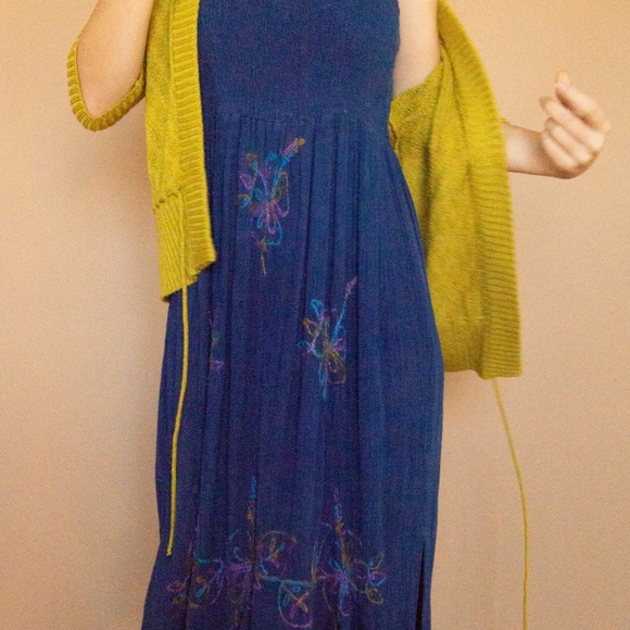 90s Rainbow Embroidered Smocked Summer Babydoll Dress - Picture 3 of 16